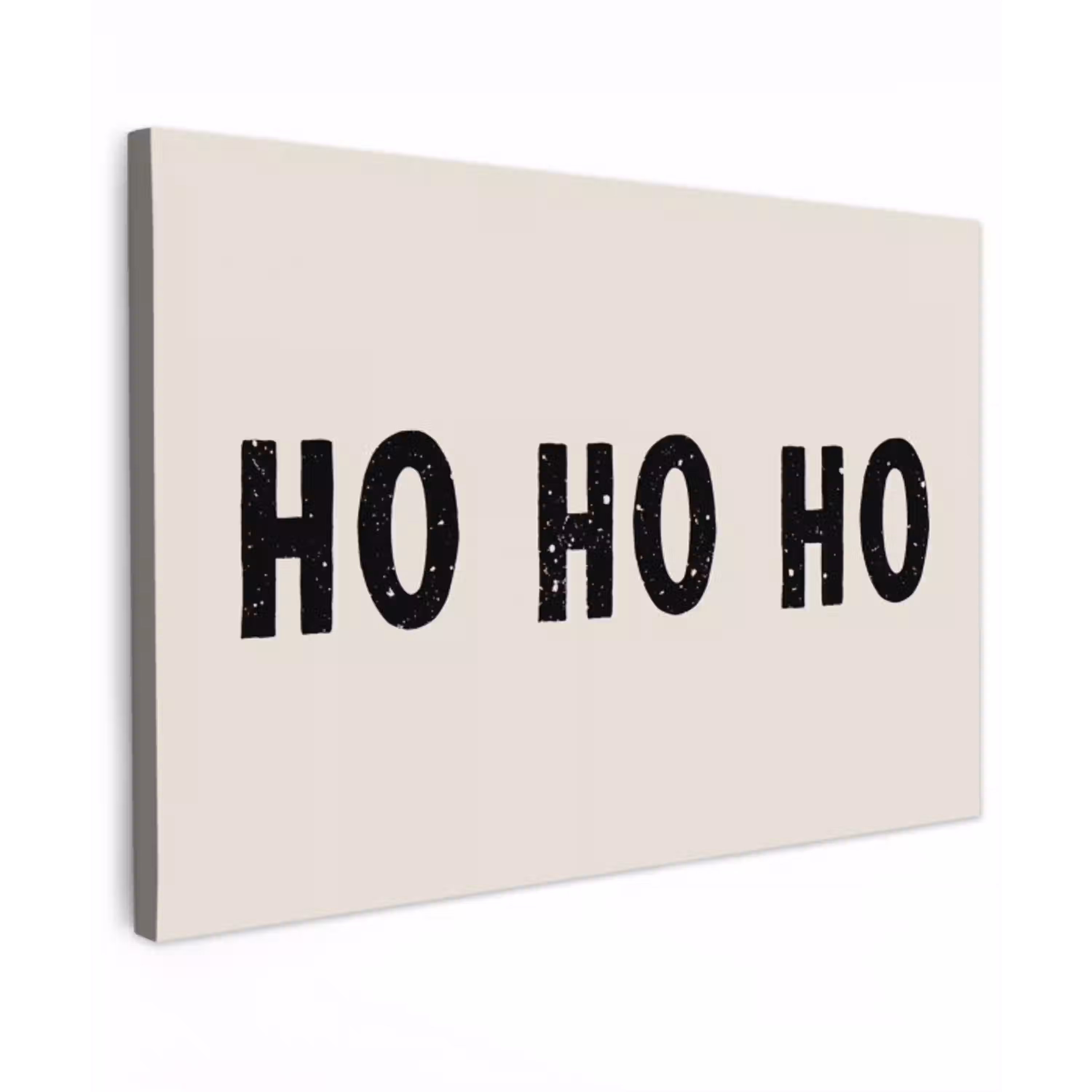 Kerstmis - Ho ho ho - Spreuken - Beige - Kerstman Tuinposter op houten frame 2 cm dik klein -3d