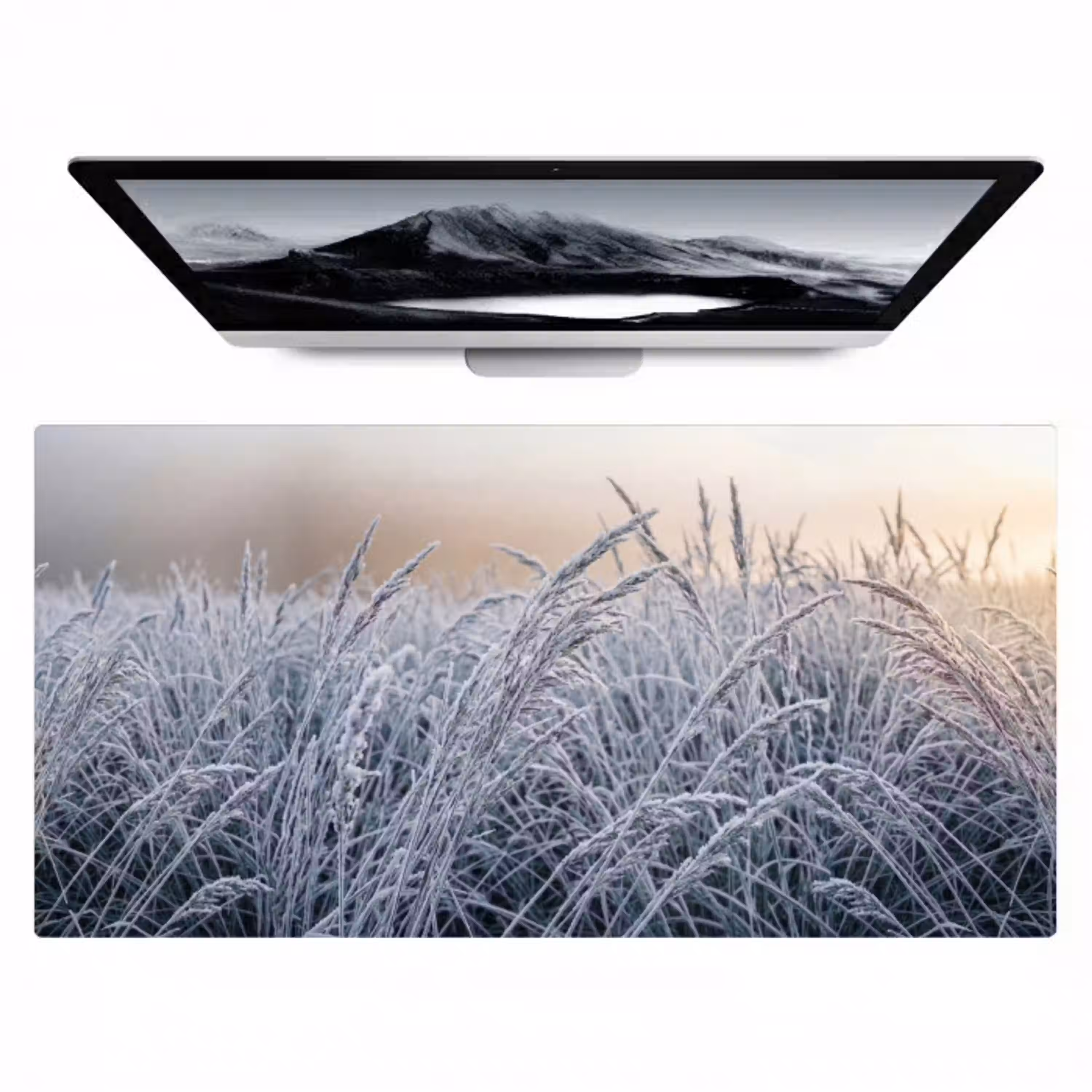 Rijp - Gras - Kristallen - Winter - Minimalistisch Muismat XXL klein -zzz3d