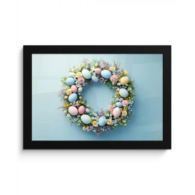 Krans - Eieren - Bloemen fotolijst zwart zonder passe partout klein -3d