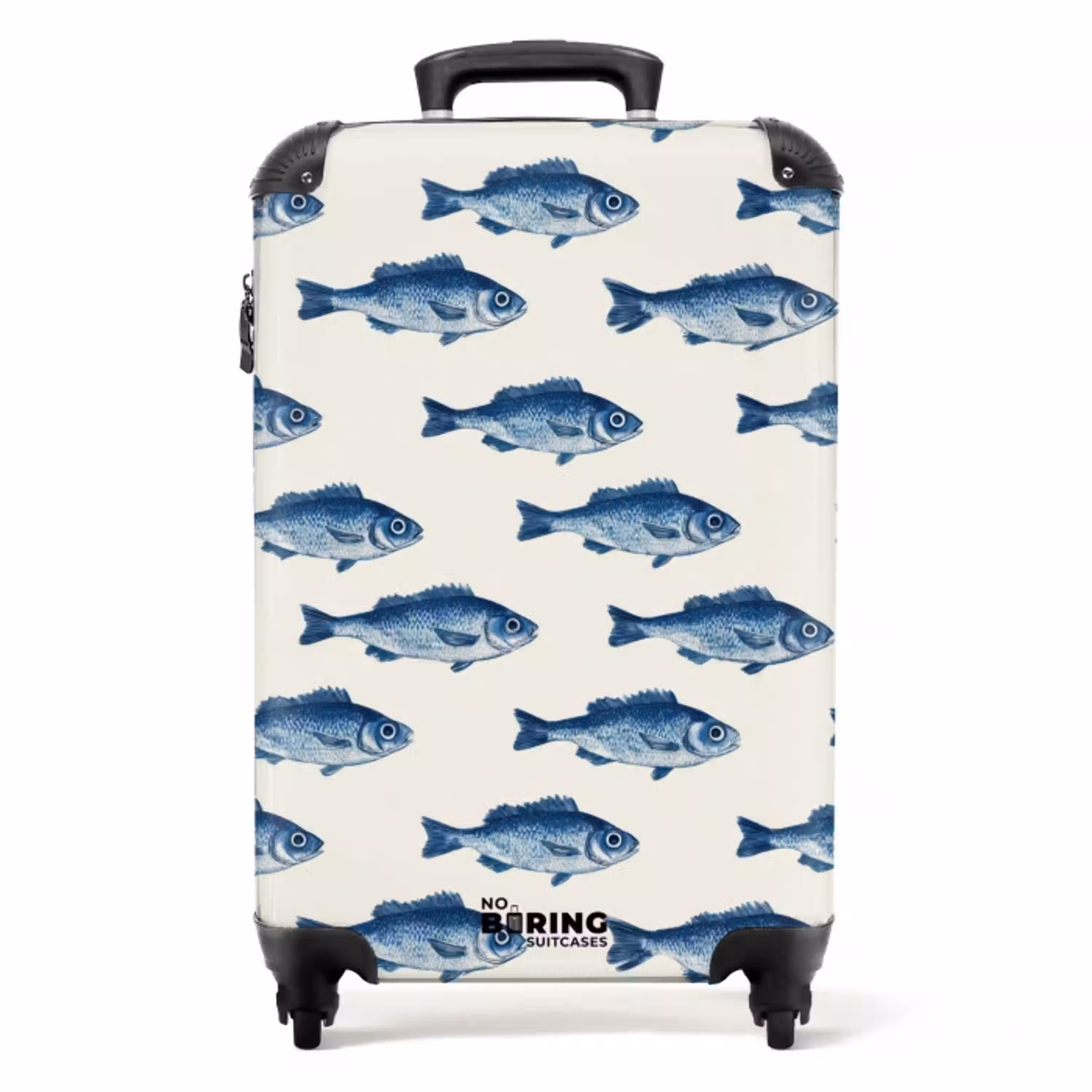 Vis - Patroon - Blauw NBS - Handbagage koffer - Volwassenen Unisex middel -productfoto_recht