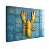 Kreeft - Geel - Blauw - Tegels Tuinposter op houten frame 2 cm dik klein -3d