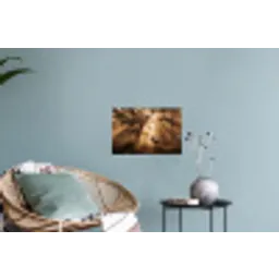 Hert - Bos - Mistig - Natuur - Goud Muursticker klein -plant