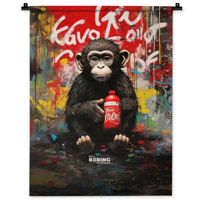 Chimpansee voor graffiti muur Wandkleed katoen klein -zz3d