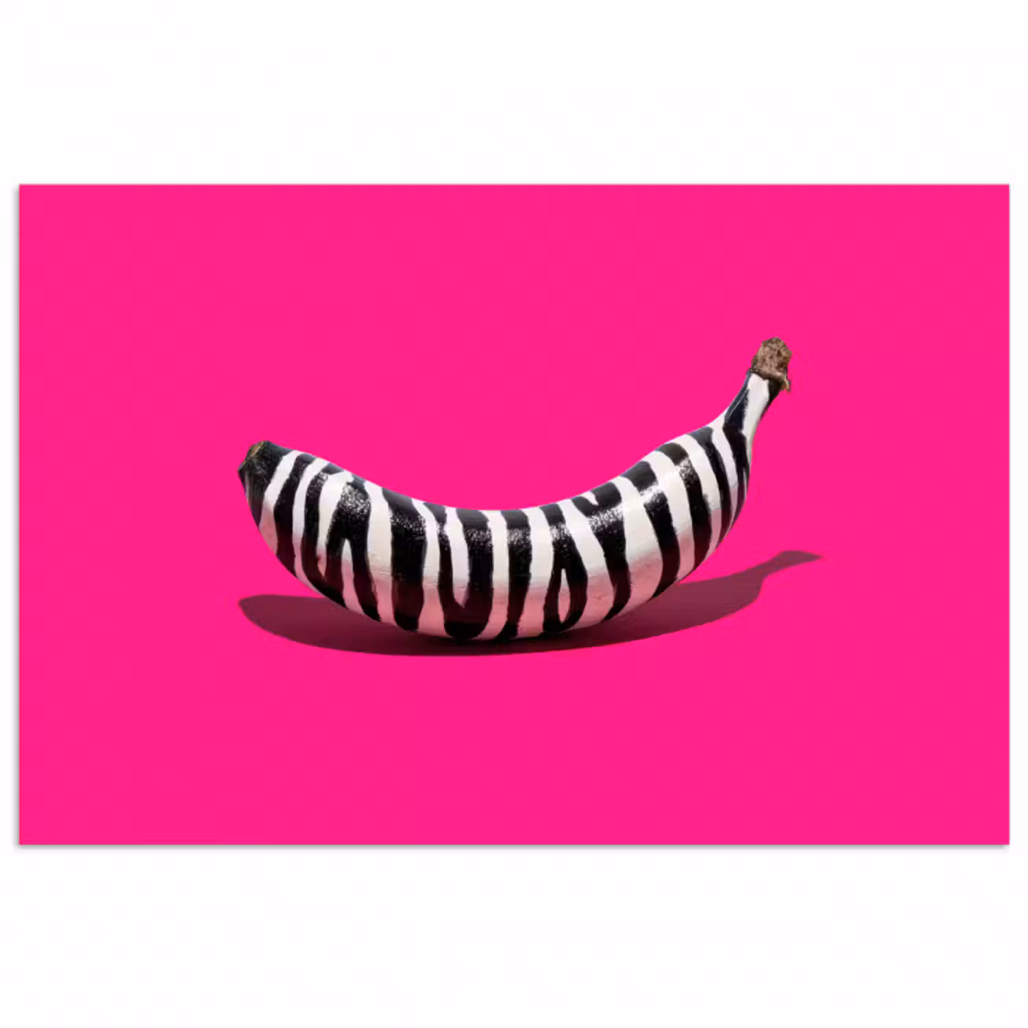 Poster - Banane - Zebramuster - Rosa