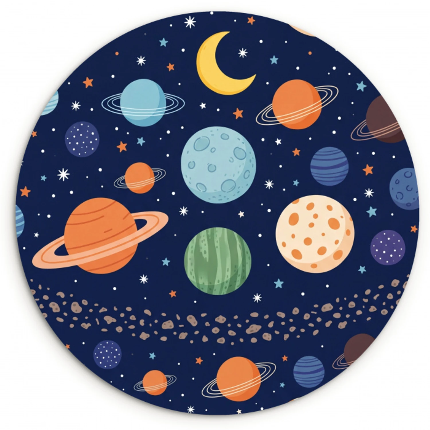 Ruimte - Planeten - Kleurrijk Wandcirkel kunststof plaat 5mm dik klein -3d