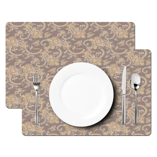 Oosters - Bloemen - Beige - Grijs Placemat vinyl groot 368 -zzsfeer2_Kitchenyeah-website
