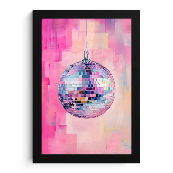 Discobal - Pink - Verf fotolijst zwart zonder passe partout klein -3d