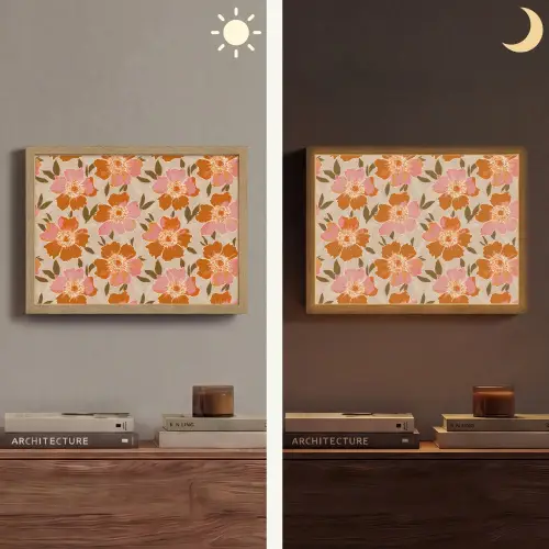 Bloemen - Motief - Retro Light Box met batterij (Wandlamp) middel 907 -sfeer3