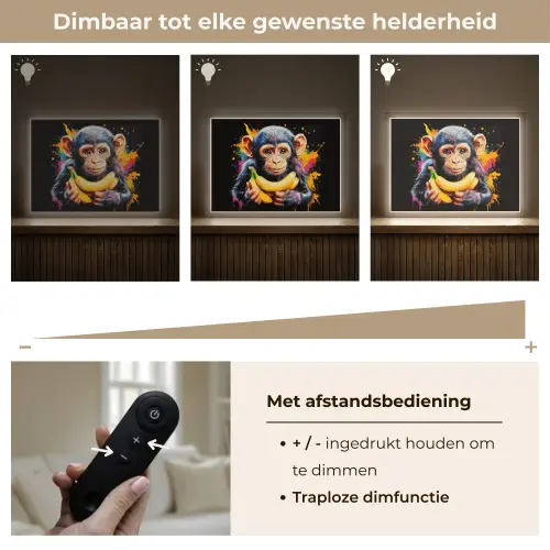 Aap - Graffiti - Kleurrijk - Bananen - Modern Light Box met batterij (Wandlamp) middel -USP_dimbaarNL