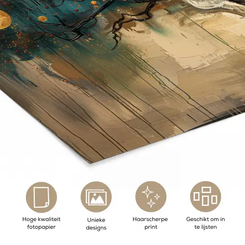 Boom - Kunst - Maan - Watercolor poster papier klein -closeup_NL