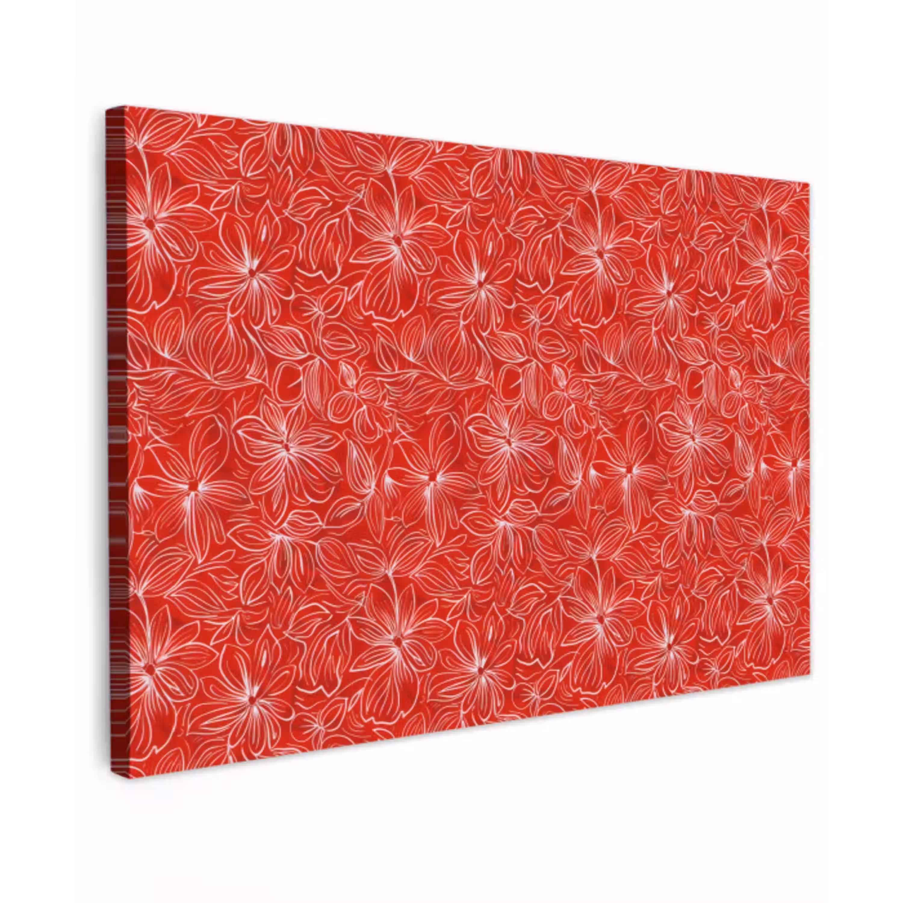 Bloemen - Patroon - Rood Tuinposter op houten frame 2 cm dik klein 845 -3d