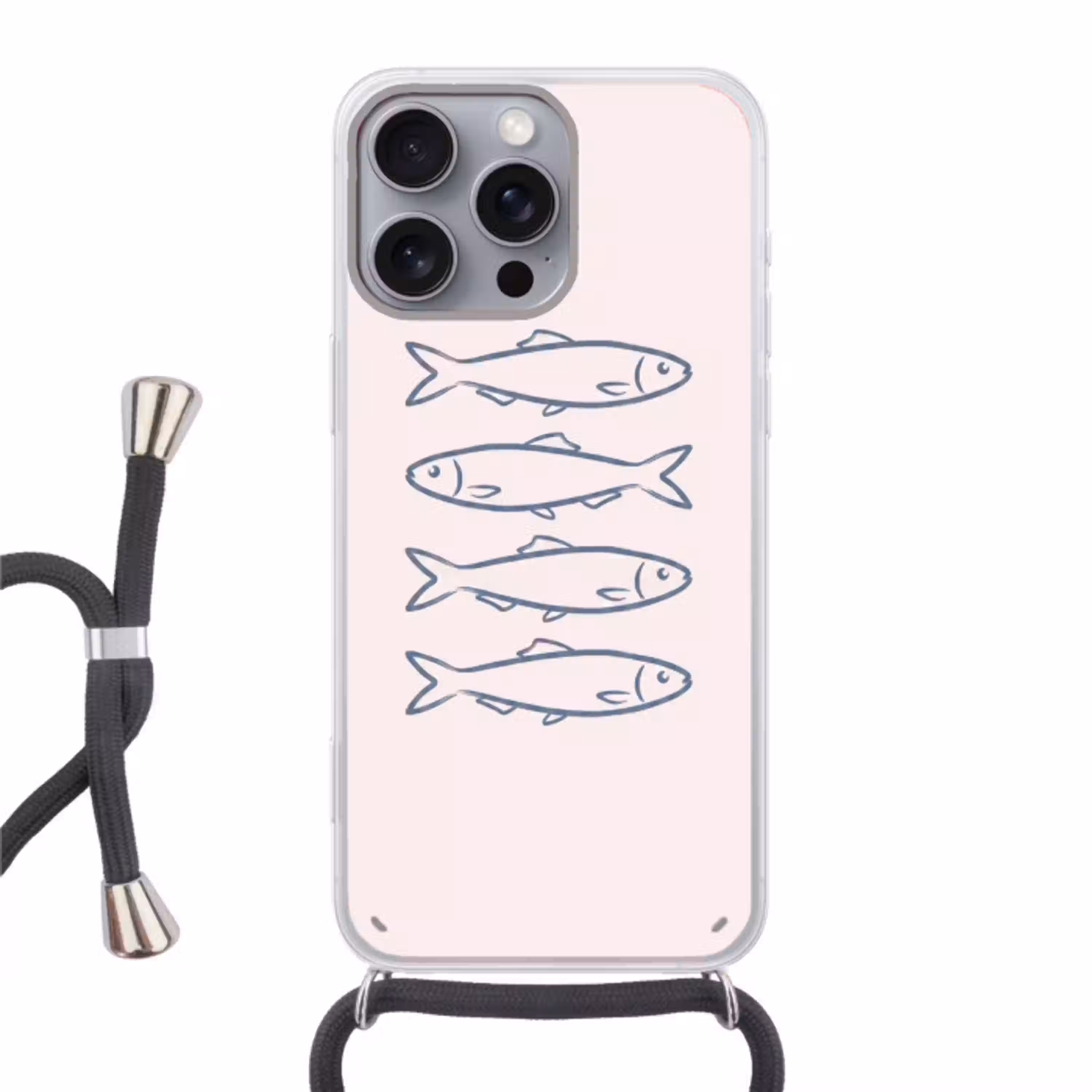 Vis - Vier - Dieren - Abstract - Blauw Hoesje iPhone 16 Pro Max met koord klein -3d