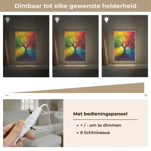 Boom - Kleurrijk - Modern - Abstract Light Box met kabel (Tafellamp) klein -USP_dimbaarNL