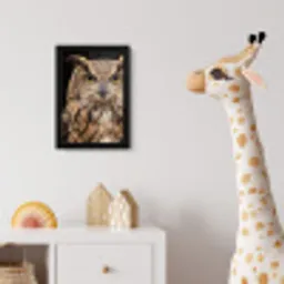 Oehoe - Uil - Portret - Bruin fotolijst zwart zonder passe partout klein -usfeer4_kinderkamer