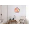 Glazen - Bloem - Roze Wandcirkel aluminium klein -woonkamer