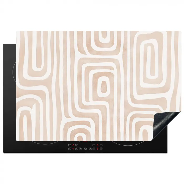 Decoratief - Labyrint - Beige Inductie beschermer vinyl 3mm klein -3d