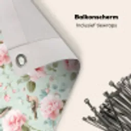 Rozen - Vogels - Pastel - Kleurrijk Balkonbeschermer Duitsland klein 596 -closeup_NL