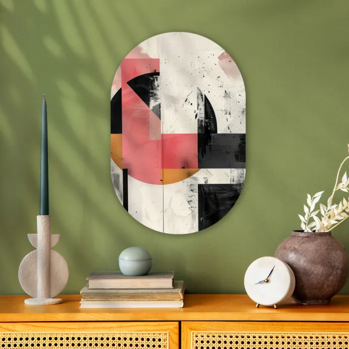 Roze - Abstract - Aesthetic - Modern - Vormen Wandcirkel Ovaal Forex klein -sfeer2