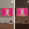 Lama - Kimono - Bloemenkrans - Felroze Light Box met batterij (Wandlamp) middel -sfeer3