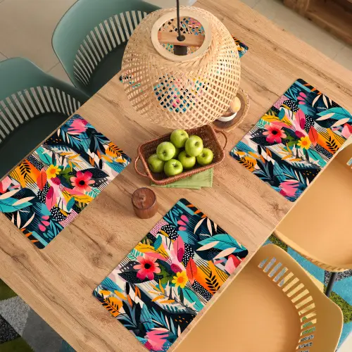 Schilderij - Abstract - Bloemen - Roze Placemat vinyl groot -zzsfeer5_Kitchenyeah-website