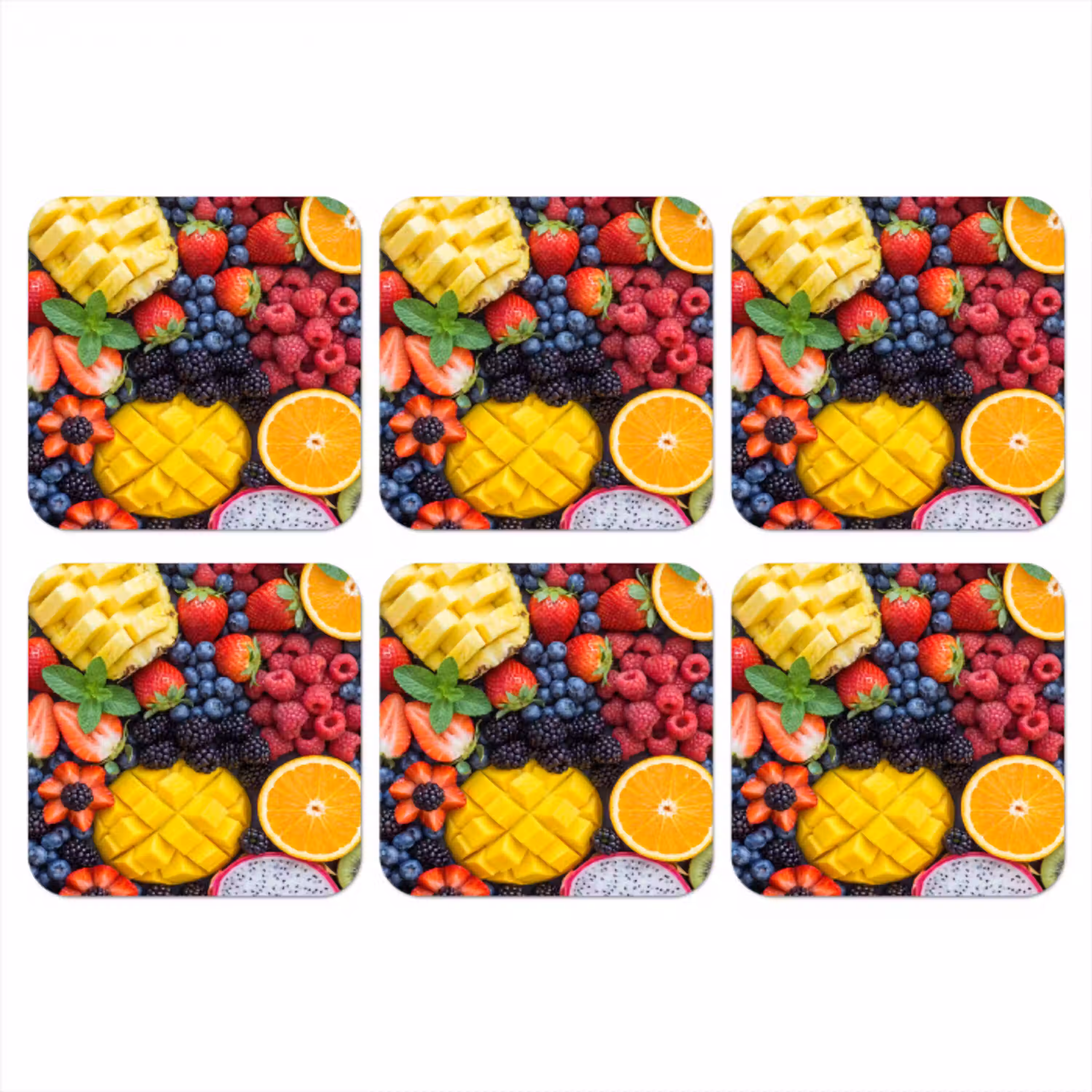 Fruit - Vers - Kleurrijk - Eten onderzetter kurk middel -3d