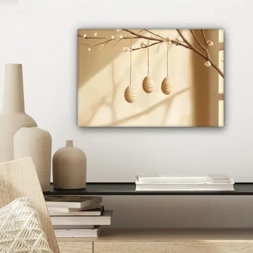 Beige - Paastak - Eieren canvas 2cm klein -sfeer6