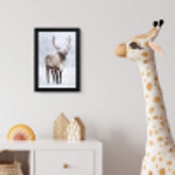 Rendier - Gewei - Toendra - Sneeuw - Wild fotolijst zwart zonder passe partout klein -usfeer4_kinderkamer