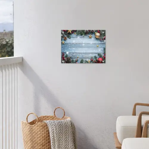 Kerstomlijsting - Sneeuw - Meerkleurig tuinposter los doek klein -sfeer8