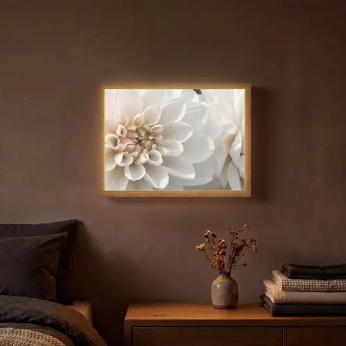 Bloemen - Wit - Natuur Light Box met batterij (Wandlamp) middel -sfeer4