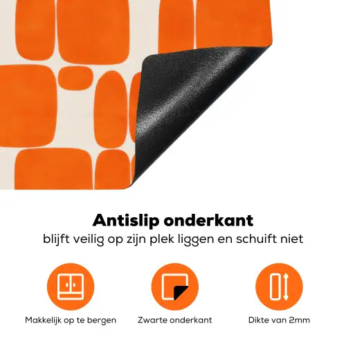 Patroon - Retro - Oranje Inductie beschermer vinyl 3mm klein 276 -zzzzzzz-td-onderkant