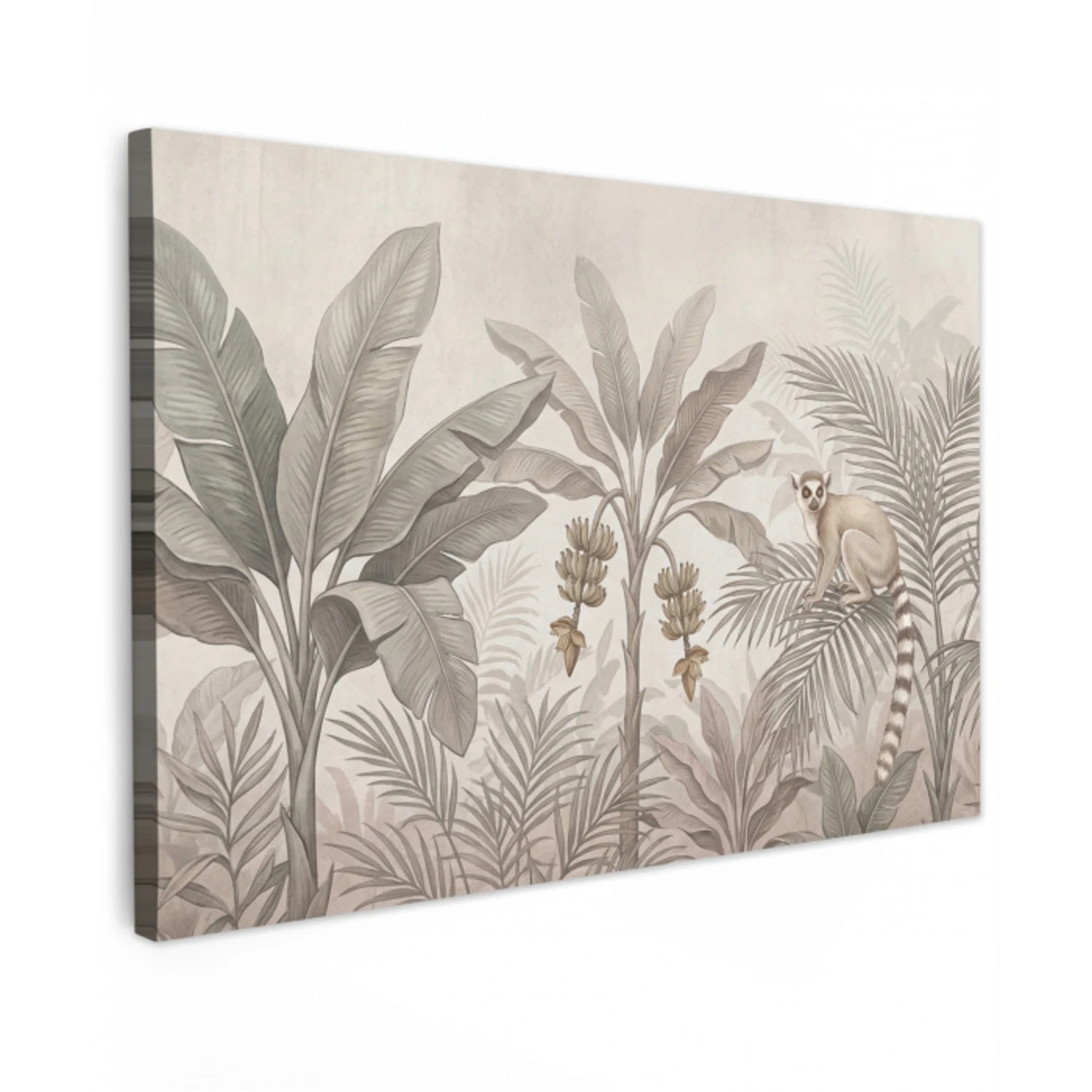 Natuur - Jungle - Ringstaartmaki - Bruin canvas 2cm klein -z3d