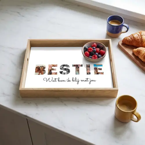 Bestie - Lettercollage Dienblad Rechthoek middel -sfeer2