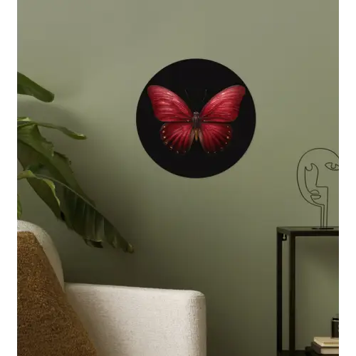 Vlinder - Rood - Minimalistisch Wandcirkel behangsticker klein -sfeer2