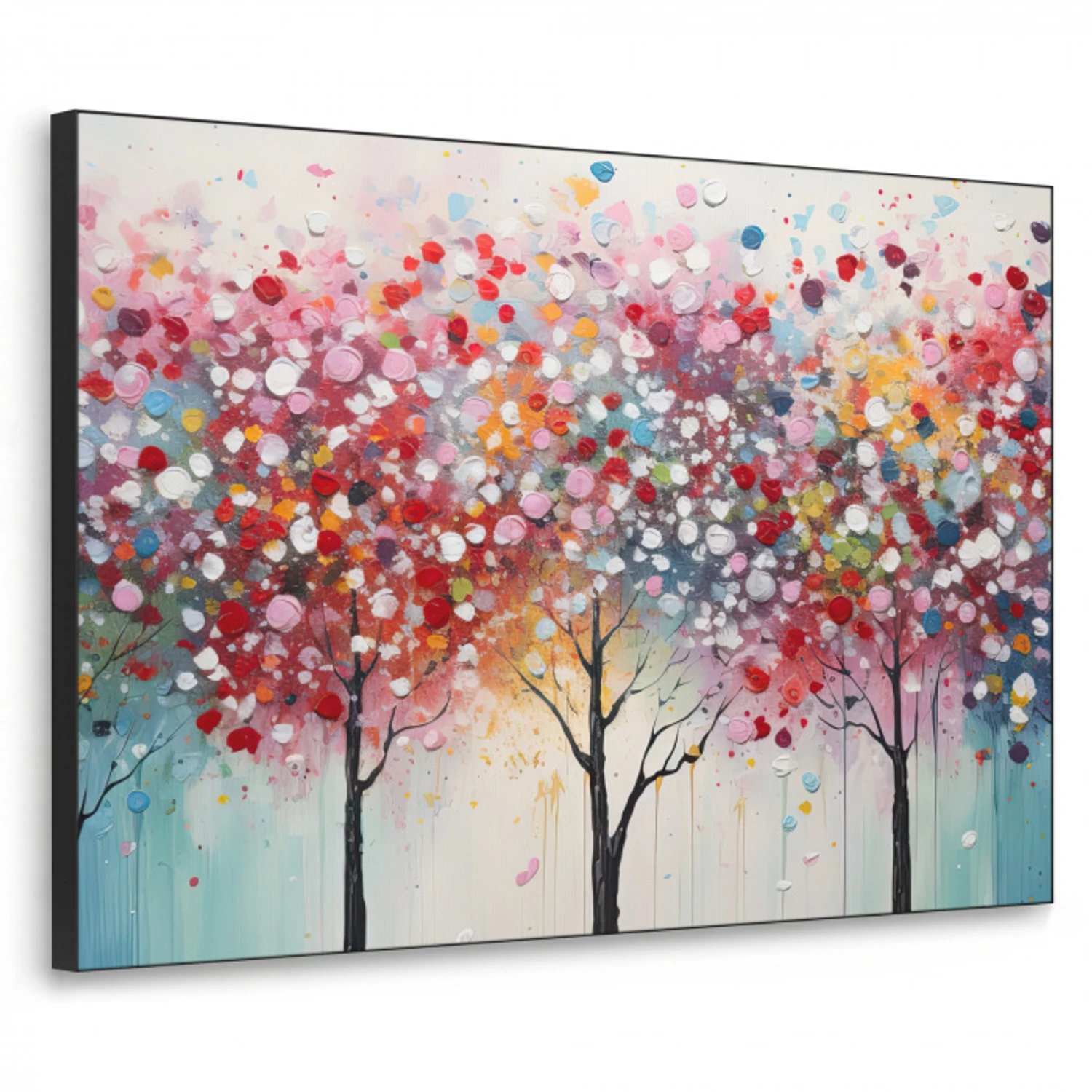 Kunst - Bomen - Natuur - Acryl Textielframe zwart klein -3d