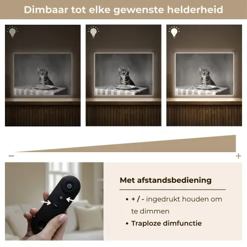 Bengaal - Kat - Tafelkleed - Zwart - Wit - Dier Light Box met batterij (Wandlamp) middel -USP_dimbaarNL