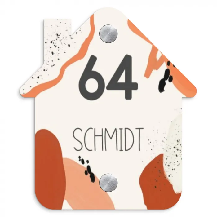 Abstract oranje - Modern Naambord Huisje klein -3d