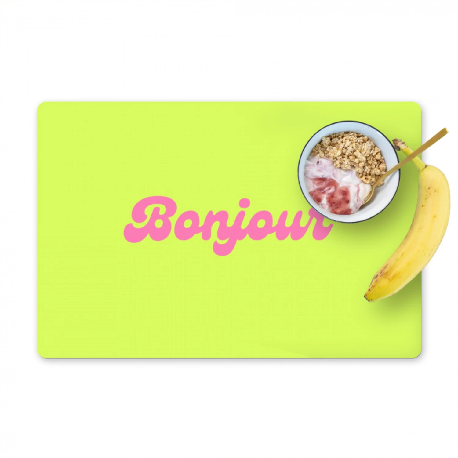 Groen - Roze bonjour - Retro Placemat vinyl groot -zzzproduct_Kitchenyeah-website