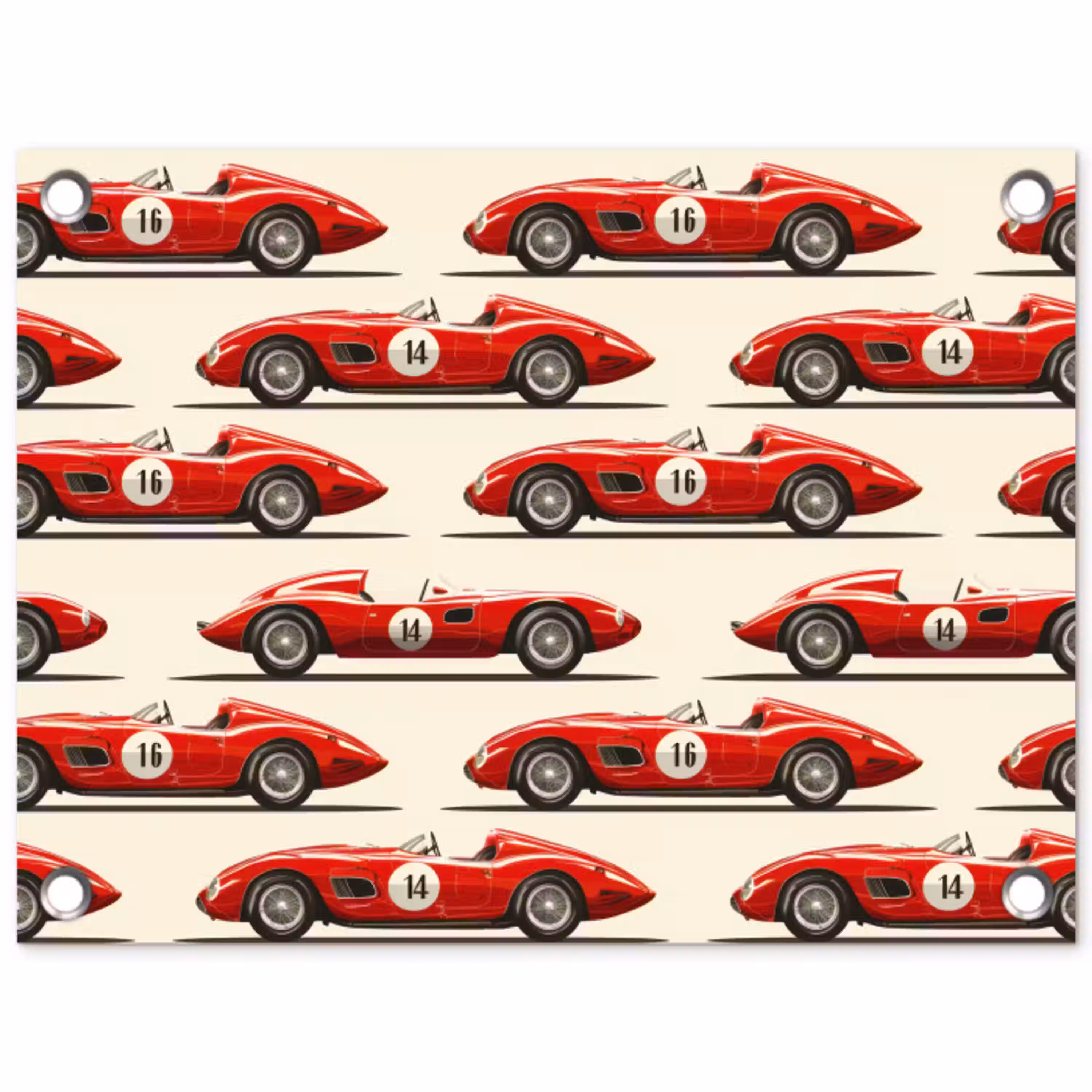 Raceauto - Retro - Rood tuinposter los doek klein 239 -3d