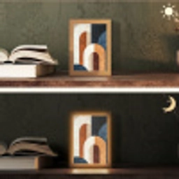 Abstract - Vormen - Donkerblauw Light Box met kabel (Tafellamp) klein -sfeer3