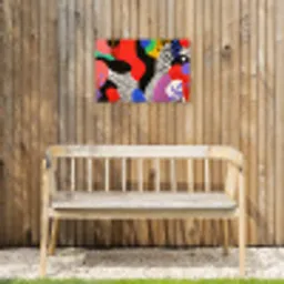 Abstract - Vormen - Kleuren - Stippen Tuinposter op houten frame 2 cm dik klein -sfeer4