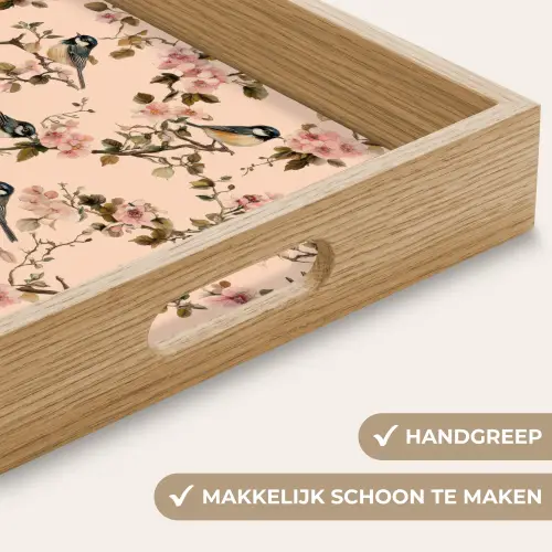 Bloesem - Koolmees - Roze Dienblad Rechthoek middel 911 -USP_HandgreepNL