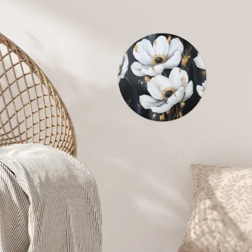 Bloemen - Wit - Abstract Wandcirkel behangsticker klein -sfeer4