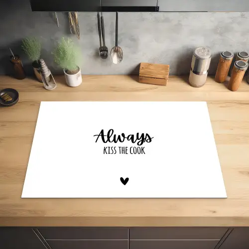 Always kiss the cook - Koken - Kok - Keuken - Spreuken Inductie beschermer vinyl 3mm klein -sfeer5