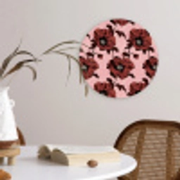 Bloemen - Retro - Rood Wandcirkel kunststof plaat 5mm dik klein 188 -sfeer4