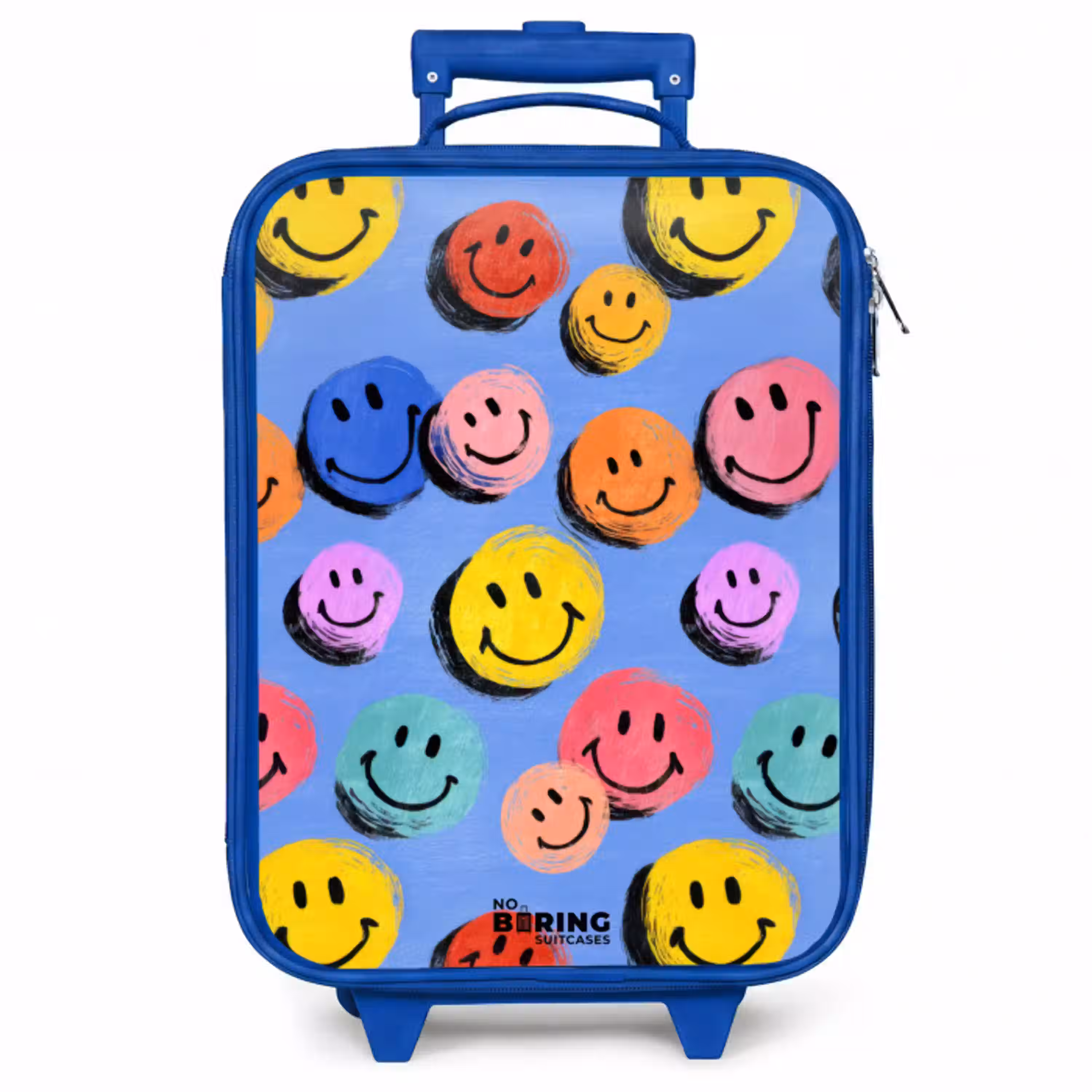 Een speels en kunstzinnig patroon van kleurrijke smileys Kinderkoffer - Blauw klein -zzz_website3d