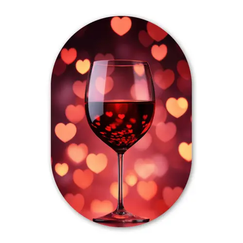 Rood - Wijn - Hartjes Wandcirkel Ovaal Glas middel -3d