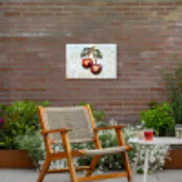 Kersen - Rood - Mozaïek - Blaadjes Tuinposter op houten frame 2 cm dik klein -sfeer3