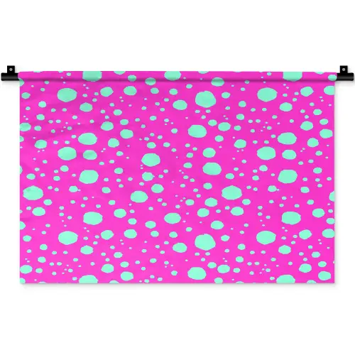 Stippen - Mint - Neon - Fuchsia Wandkleed katoen klein 269 -zz3d