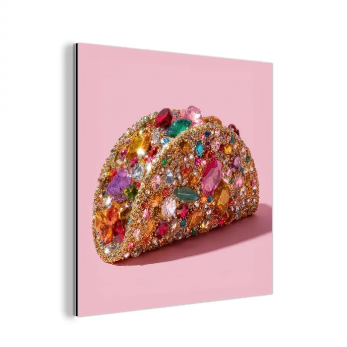 Taco - Kleurrijk - Edelstenen - Goud aluminium wit klein -3d