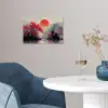 Rode zon - Rivier - brug - Bomen poster papier klein -sfeer3